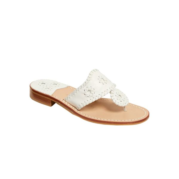 Jack Rogers 111221JK01 White Signature Leather Cushioned Flat Sandal | Ooh Ooh Shoes women's clothing and shoe boutique located in Naples and Mashpee