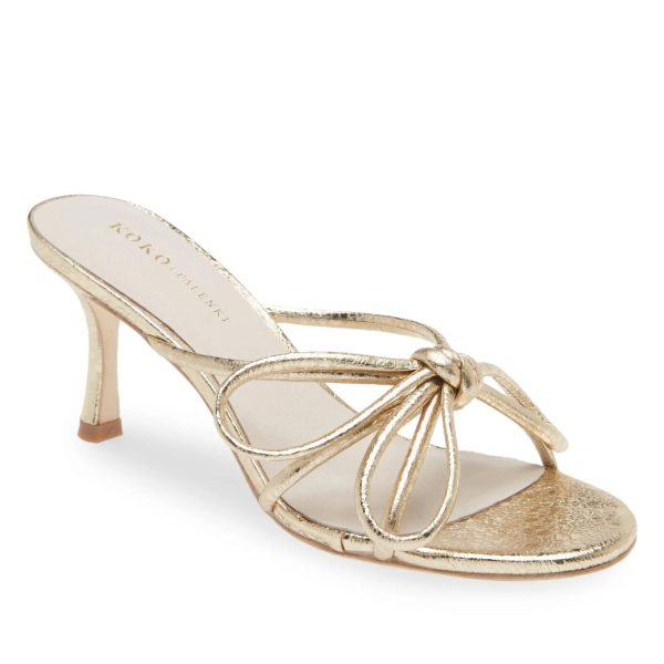 KOKO + Palenki Barely Gold Leather String Bow Slide Heel | Ooh Ooh Shoes women's clothing and shoe boutique located in Naples and Mashpee