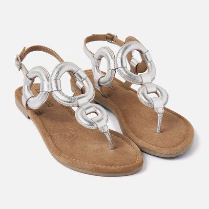 Lazamani 33.543 Silver Leather Slingback Thong Sandal | Ooh Ooh Shoes women's clothing and shoe boutique located in Naples and Mashpee