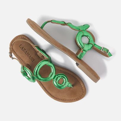 Lazamani 33.543 Green Leather Slingback Thong Sandal | Ooh Ooh Shoes women's clothing and shoe boutique located in Naples and Mashpee