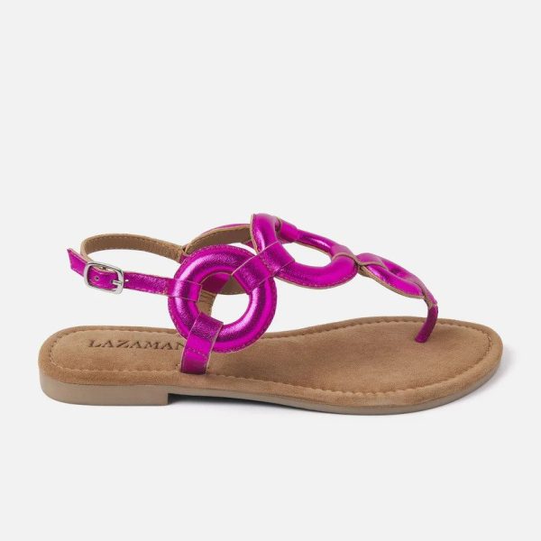 Lazamani 33.543 Fuchsia Leather Slingback Thong Sandal | Ooh Ooh Shoes women's clothing and shoe boutique located in Naples and Mashpee