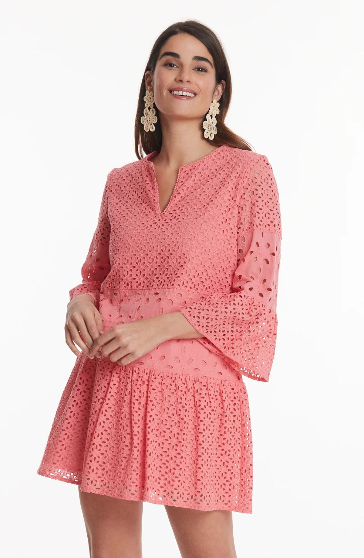Tyler Boe 32201V Tea Rose Isla Eyelet Dress | Ooh Ooh Shoes women's clothing and shoe boutique located in Naples and Mashpee
