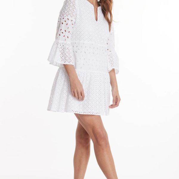 Tyler Boe 32201 White Isla Eyelet Tunic/Dress | Ooh Ooh Shoes women's clothing and shoe boutique located in Naples