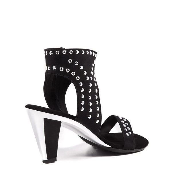 Onex Showgirl Studs Black with Metallic Mirror Heel | Ooh Ooh Shoes women's clothing and shoe boutique located in Naples