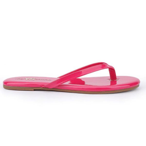 Yosi Samra Rivington Hot Pink Vegan Patent Leather Flip Flop | Ooh Ooh Shoes women's clothing and shoe boutique located in Naples and Mashpee