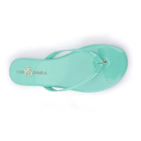 Yosi Samra Rivington Mint Vegan Patent Leather Flip Flop | Ooh Ooh Shoes women's clothing and shoe boutique located in Naples and Mashpee
