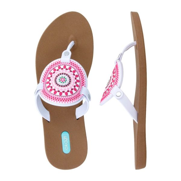 Oka B Solara Toffee/Sangria Medallion Slim Footbed Flip Flop | Ooh Ooh Shoes women's clothing and shoe boutique located in Naples