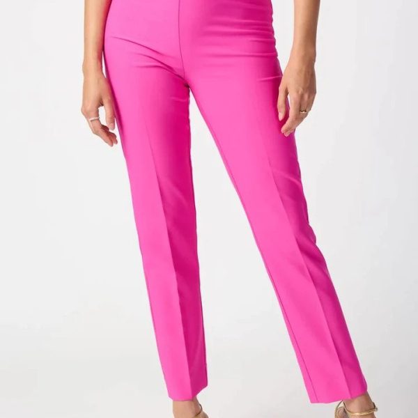 Joseph Ribkoff 241231 Ultra Pink Twill Slim Fit Pull On Pant | Ooh Ooh Shoes women's clothing and shoe boutique located in Naples