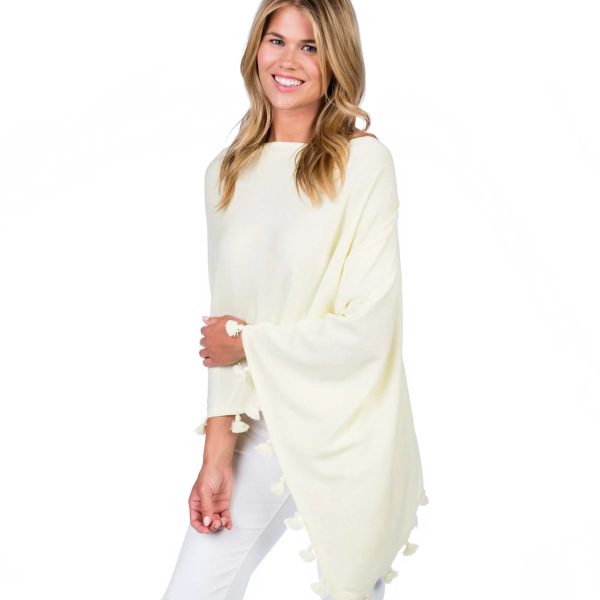 Alashan Cashmere LSC833 Lemon Ice Cotton Cashmere Topper with Tassels | Ooh! Ooh! Shoes woman's clothing and shoe boutique naples and mashpee