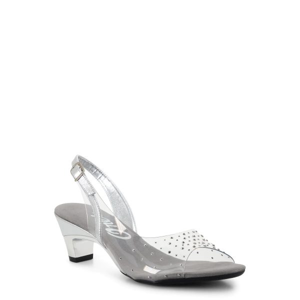 Onex Suzanne Silver Lucite With Rhinestones Slingback | Ooh Ooh Shoes wmen's clothing and shoe boutique located in Naples