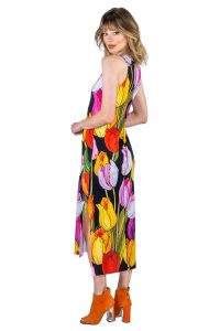 Eva Varro D12867 Tula Raw Hemline Side Slit Tank Midi Dress | Ooh Ooh Shoes women's clothing and shoe boutique located in Naples