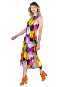 Eva Varro D12867 Tula Raw Hemline Side Slit Tank Midi Dress | Ooh Ooh Shoes women's clothing and shoe boutique located in Naples
