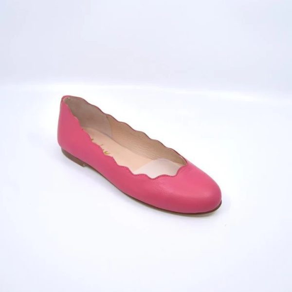 French Soles Jigsaw Fuchsia Leather Scalloped Trim Ballet Flat | Ooh Ooh Shoes women's clothing and shoe boutique located in Naples
