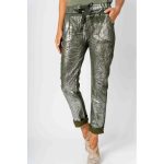 Look Mode 2632S Olive Silver Foil On Front Jegging | Ooh Ooh Shoes women's clothing and shoe boutique located in Naples