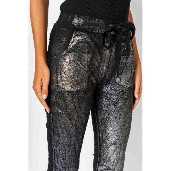 Look Mode 2632S Black Silver Foil On Front Jegging | Ooh Ooh Shoes women's clothing and shoe boutique located in Naples