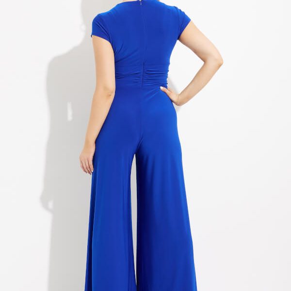 Joseph Ribkoff 223702 Royal Sapphire Gathered Front Jumpsuit with Back Zipper | Ooh Ooh Shoes woman's clothing and shoe boutique located in Naples and Mashpee