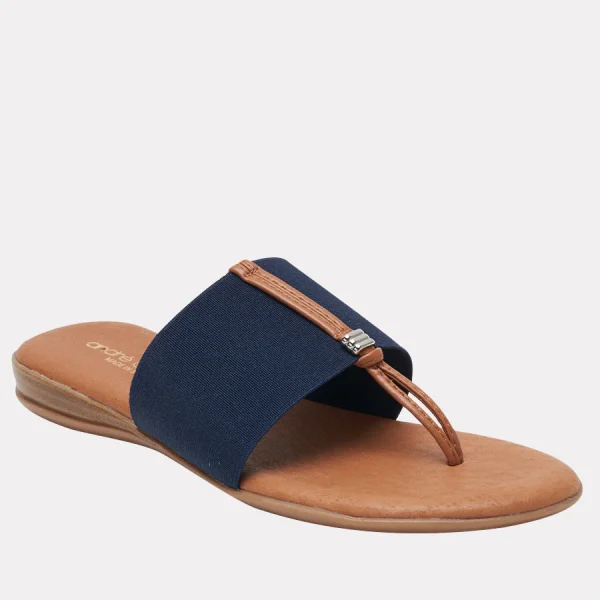 Andre Assous Nice thong style sandal with leather padded footbed and wide elastic band| Ooh! Ooh! Shoes woman's clothing and shoe boutique naples Fl