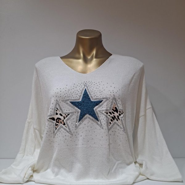 Brand Bazar 2105 Ivory Star Top | Ooh Ooh Shoes women's clothing and shoe boutique located in Naples