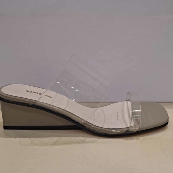 All Black Clear Banded Green Patent Wedge | Ooh Ooh Shoes women's clothing and shoe boutique located in Naples