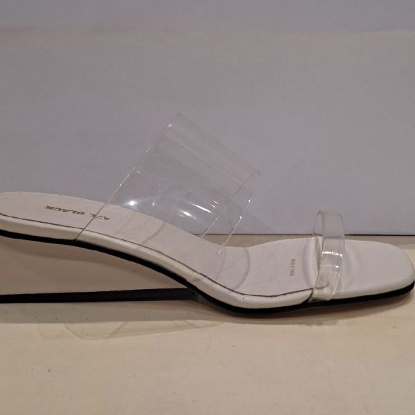 All Black Clear Banded White Wedge | Ooh Ooh Shoes women's clothing and shoe boutique located in Naples