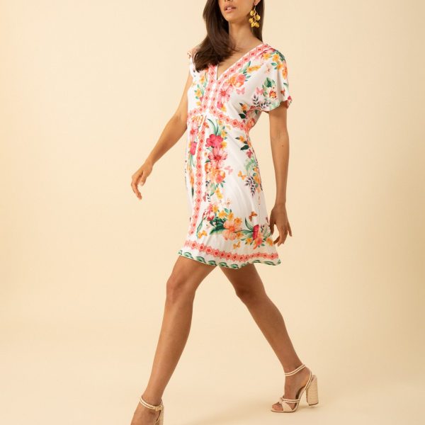 Hale Bob Ivory Bridget Jersey Dress 53AU610A Matte Jersey | Ooh Ooh Shoes woman's clothing and shoe boutique located in Naples Fl