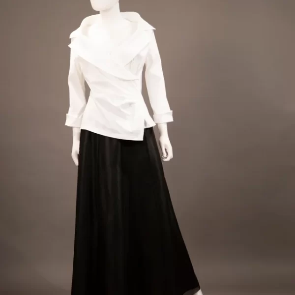 Samuel Dong F19391 White Wrap Dressy Blouse | Ooh Ooh Shoes women's clothing and shoe boutique located in Naples