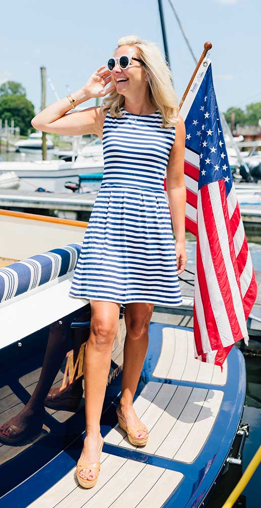 Sailor Sailor Blue Pinstriped Dress from Ooh! Ooh! Shoes | Ooh! Ooh! Shoes Women's Shoes and Clothing Boutique Naples, Charleston and Mashpee