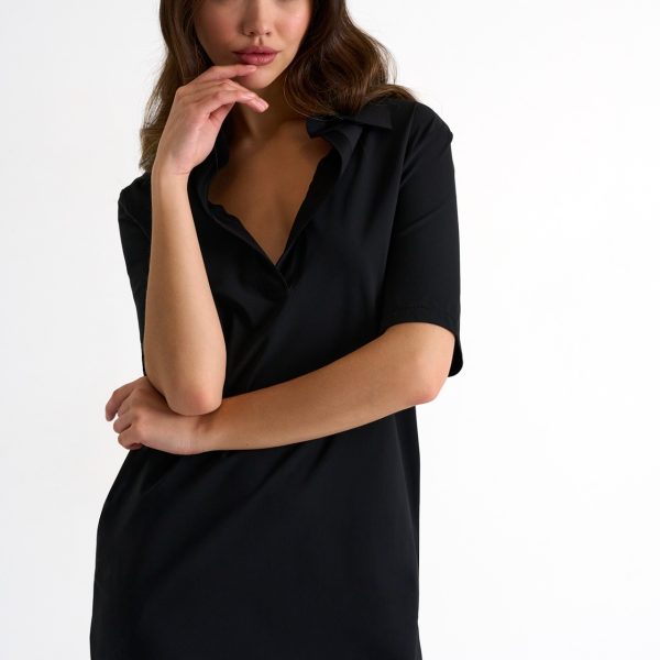 Shan 52230-66 Black Ready To Wear Short Sleeve Polo Tunic Dress | Ooh Ooh Shoes women's clothing and shoe boutique located in Naples