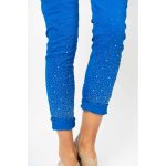 Look Mode 21088DIA Royal Blue One Size Stud Diamond Jegging | Ooh Ooh Shoes women's clothing and shoe boutique located in Naples