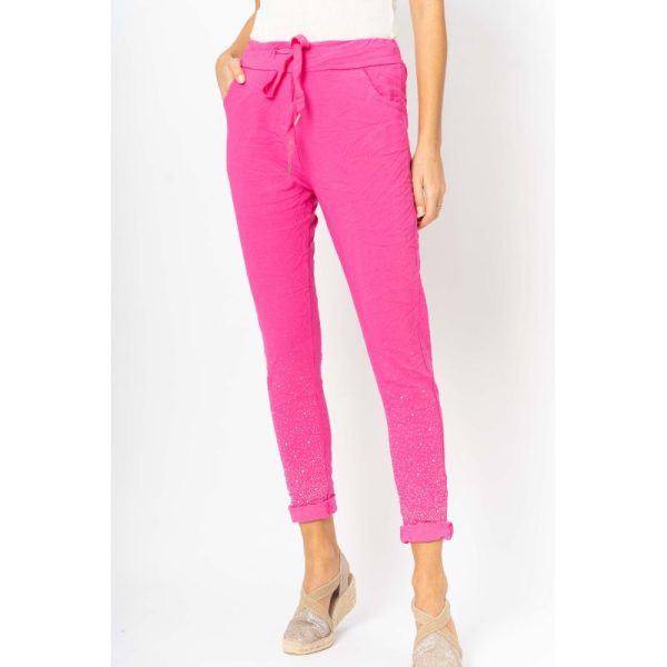Look Mode 21088DIA Fuchsia One Size Stud Diamond Jegging | Ooh Ooh Shoes women's clothing and shoe boutique located in Naples