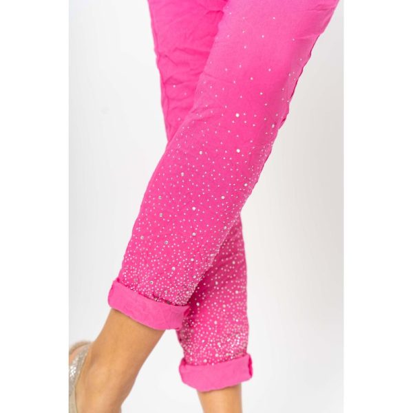 Look Mode 21088DIA Fuchsia One Size Stud Diamond Jegging | Ooh Ooh Shoes women's clothing and shoe boutique located in Naples