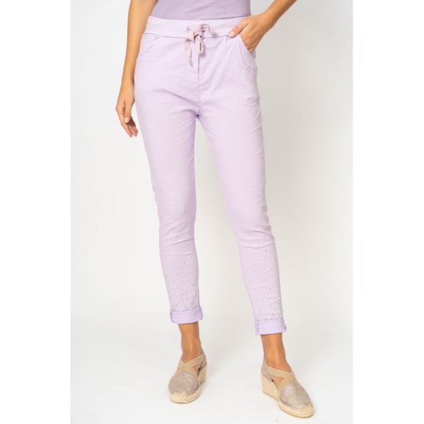 Look Mode 21088DIA Lilac One Size Stud Diamond Jegging | Ooh Ooh Shoes women's clothing and shoe boutique located in Naples