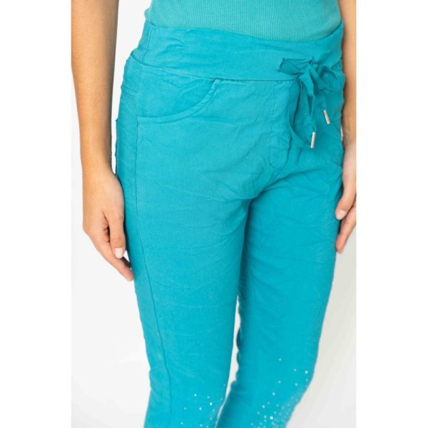 Look Mode 21088DIA Teal One Size Stud Diamond Jegging | Ooh Ooh Shoes women's clothing and shoe boutique located in Naples