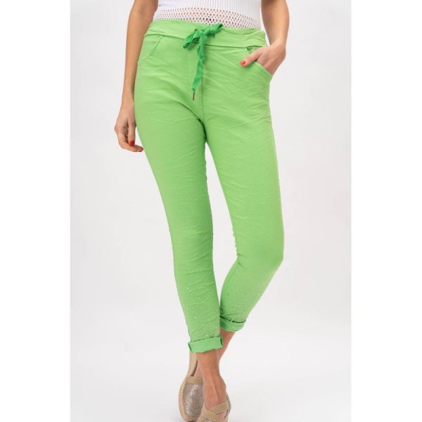 Look Mode 21088DIA Bright Green One Size Stud Diamond Jegging | Ooh Ooh Shoes women's clothing and shoe boutique located in Naples