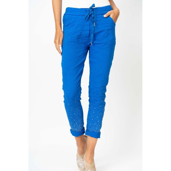 Look Mode 21088DIA Royal Blue One Size Stud Diamond Jegging | Ooh Ooh Shoes women's clothing and shoe boutique located in Naples