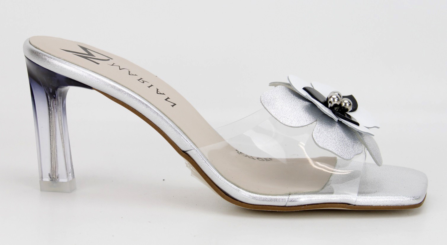 Pedro Anton 54900 V24 Vinilo Trans Saffron Silver Clear Heel With Flower Pedro Anton 54900 V24 Vinilo Trans Saffron Silver Clear Heel With Flower | Ooh Ooh Shoes women's clothing and shoe boutique located in Naples