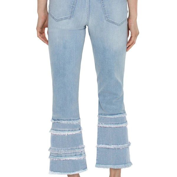 Liverpool LM7900F88 Clarkdale Hannah Crop Flare Jean with Layered Fray Hem | Ooh Ooh Shoes women's clothing and shoe boutique located in Naples