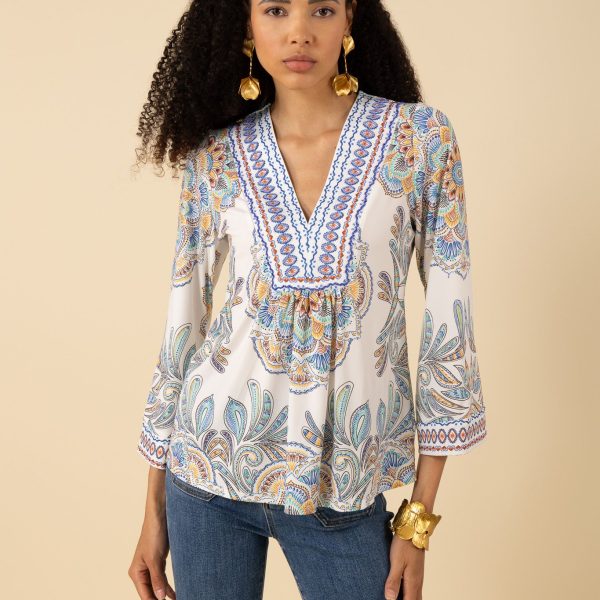 Hale Bob 52DP212B Long Sleeve Kimber Beaded Top Ivory Color | Ooh Ooh Shoes Woman's Clothing and Shoe Boutique located in Naples Florida